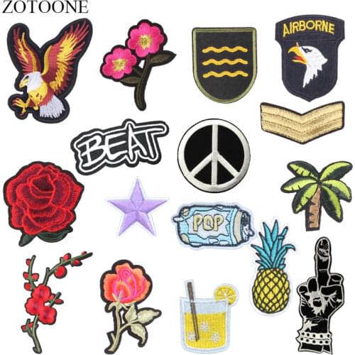 ZOTOONE Eagle Flower Patches Letter Stickers Diy Iron on Clothes Heat Transfer Applique Embroidered Applications Cloth Fabric G