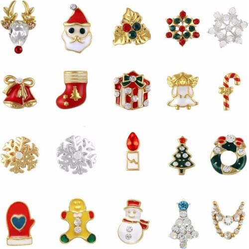 10PCS gold silver metal 3d Diamonds nail art christmas decorations charms nails glitter rhinestones nail supplies jewelry Xmas
