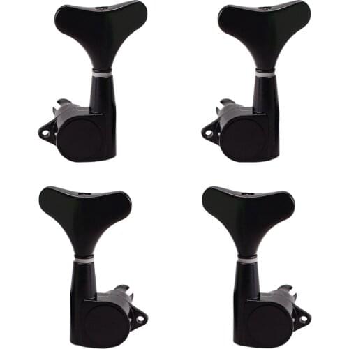 4pcs 2R2L Sealed Gear Guitar Tuning Pegs Tuners DIY Making Kits for 4 String Bass Black
