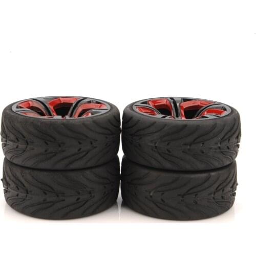 4pcs/Set Tires 1/10 RC Racing Tires Car on Road Wheel Rim for HSP HPI RC Car Accessories P8NKR with Rubber Tire Devil version