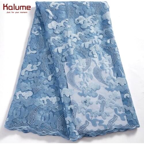Kalume African Lace Fabric Beads 2021 Nigerian Tulle Lace Fabric With Stones Embroidery For Sew Diy Dress Wedding Party H2587