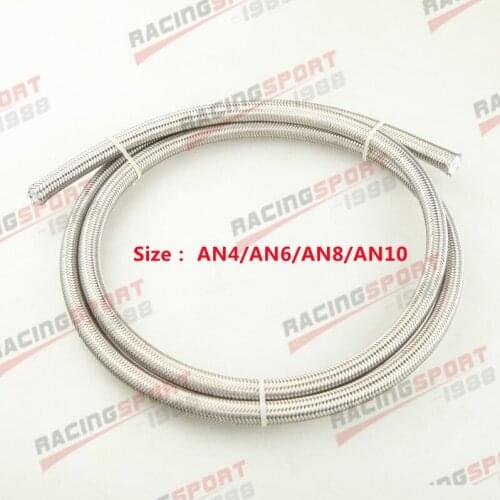 AN4/AN6/AN8/AN10 Stainless Steel Braided PTFE Fuel Line Oil Hose 1M (3.3FT)