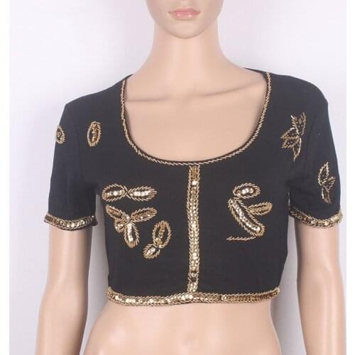 Sequined Shiny Short T-Shirt ATS Tribal Belly Dance Clothes Crop Top Choli Tops Backless Plus Size Women Gypsy Tribal Dance FX32
