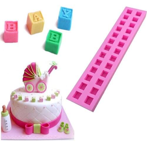 DIY Baby Alphabet Block Silicone Cake Mold Letters Sugar Craft Fondant Cake Decorating Tools Chocolate Gumpaste Molds XL008