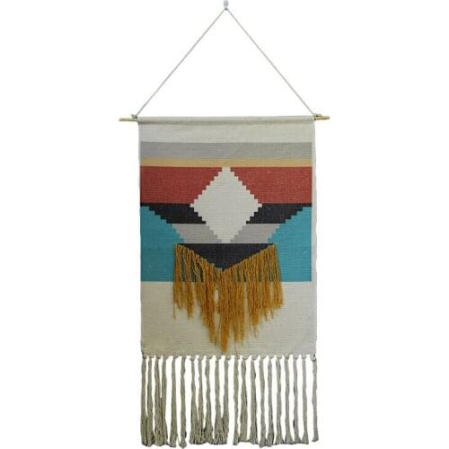 Bohemian Woven Tassel Wall Hanging Handmade Knitting printing Tapestry Home Office Wall Decoration living room background cloth