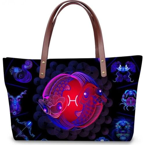 ELVISWORDS Brand Luxury Handbags 12 Constellations Printed Tote Bags For Women Shoulder Bag Fashion Womens Handbag Custom Bolso