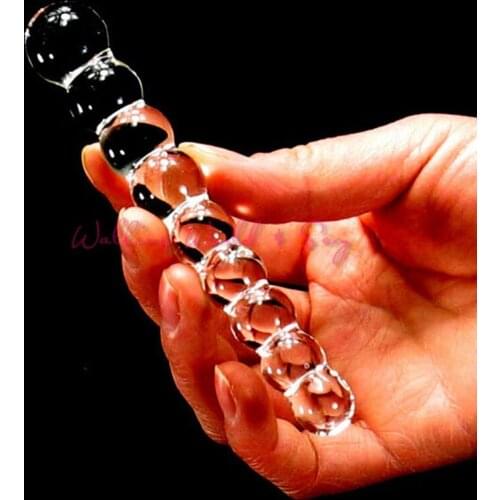 Small Glass Anal Beads Butt Plug With 9 Beads Urethra Beads Stick Penis Urethra Masturbation Glass Dildos Erotic Toys For Women