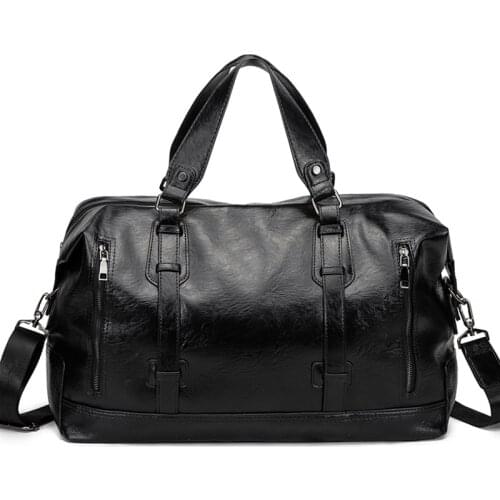 Men Travel bags Fashion Quality shoulder Bag black pu Leather boys Bags Hand Luggage For Men Duffle Bag