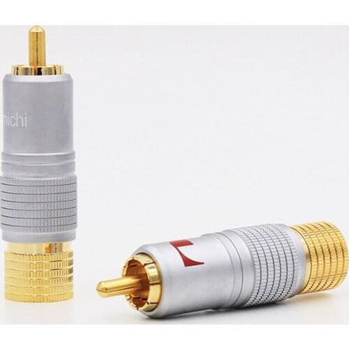 Nakamichi RCA Plug Audio Cable Connector 24K glod plated screws locking speaker plug