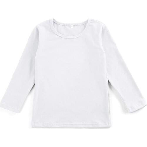 Fall and winter cotton boys and girls shirts long sleeve simple kids t shirts