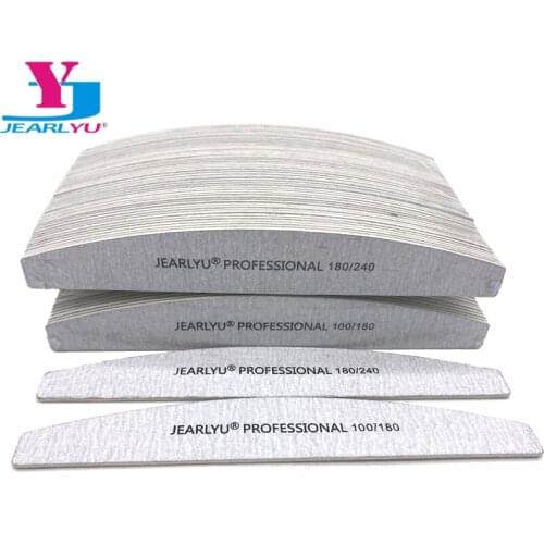100Pcs/lot Professional Nail File 100/180/240 DIY Washable Wooden Grit Grey Manicure Sanding Tool Art Curved Moon Files Set Lima
