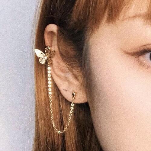 MAA-OE Gold Two Style Metal Grid Butterfly Ear Pin Earrings Set For Women 2020 Fashion New Vintage Earrings Jewelry Party Gift