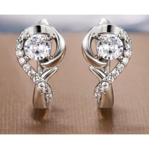 Huitan Elegant Cross Hoop Earrings Women Mosaic Round Zirconia Luxury Lady Engagement Wedding Earrings Versatile Fashion Jewelry