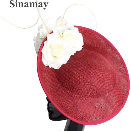 Nice Flower Big Fascinators Hat Women Handmade Headwear Imitation Sinamay Elegant Ladies Big Fascinators Headband Accessories