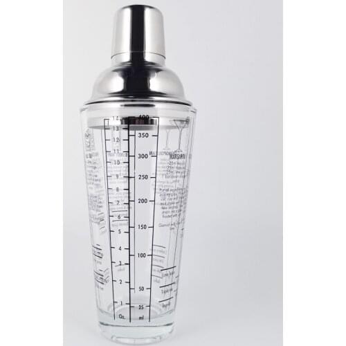 Wine Mixer Shaker Bottle Fruit Juice Snow Double Cup Scale Glass Cocktail Shaker Bar Martini Bartender Tool 400ML/14OZ