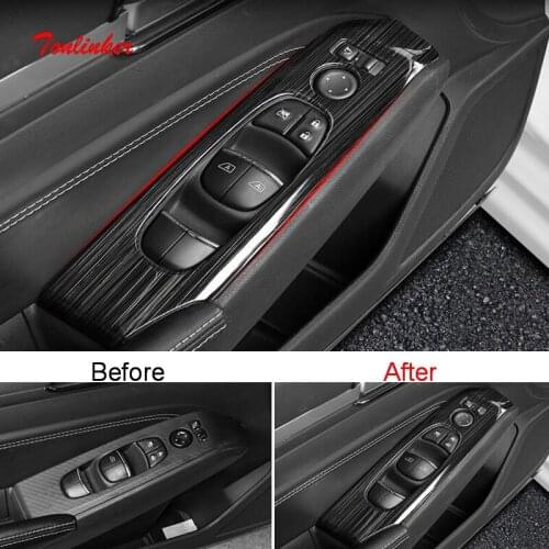 Tonlinker Interior Car Windows Control Panel Cover sticker for Nissan ALTIMA 2019 Car Styling 4 PCS ABS/Stainless Cover sticker
