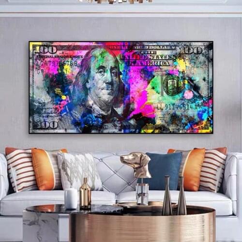 Inspirational Money Street Art Dollars Canvas Painting Wall Art Posters Prints Wall Picture for Living Room Home Wall Cuadros
