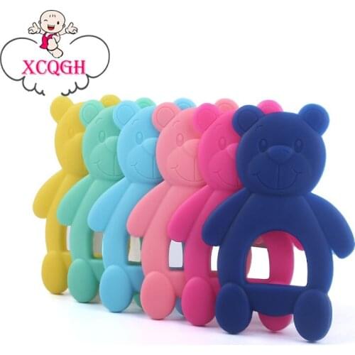 XCQGH 1Pcs BPA Free Silicone Baby Teether Cartoon Shape Bear Nursing Soft Teething Toy