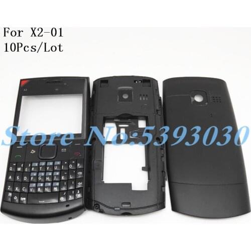 10Pcs Original Battery Back Cover Housing For Nokia x2-01 x201 Full Housing Cover Door Frame + Battery Back cover+English Keypad