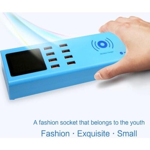 SS-309WD Wireless Charger 8 USB Ports Charger 5V 1A Digital Display Charging Port for Phone Pad Sam sung Hua wei Xiao mi Etc