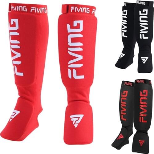 FIVING 1 Pair Shin Instep Pads MMA Leg Foot Guards Muay Thai Kick Boxing Guard Protector With Hook & Loop Shin and Instep Guards