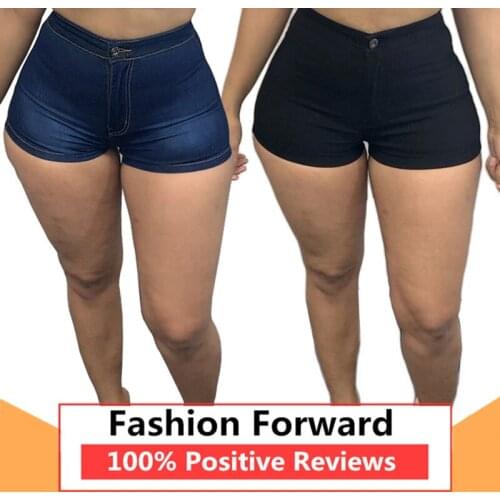 Womens Fashion Washed Button Denim Hot Shorts with Pocket