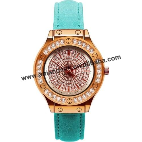No Logo Rhinestone Watch Women Ladies Dress Quartz Wristwatch Rhinestone Leather Rose Gold Case Casual Watches sb18090515