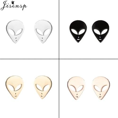 Jisensp Punk Alien Stud Earrings Classic Stainless Steel Extraterrestrial Earrings for Women Fashion Jewelry Accessories Gift