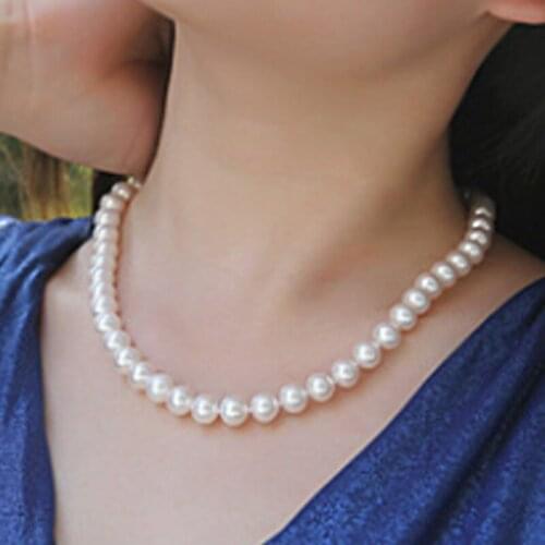 8mm Imitation Pearl Necklace Choker Chain Women Wedding Gift Fashion Jewelry Aesthetic Statement Necklace