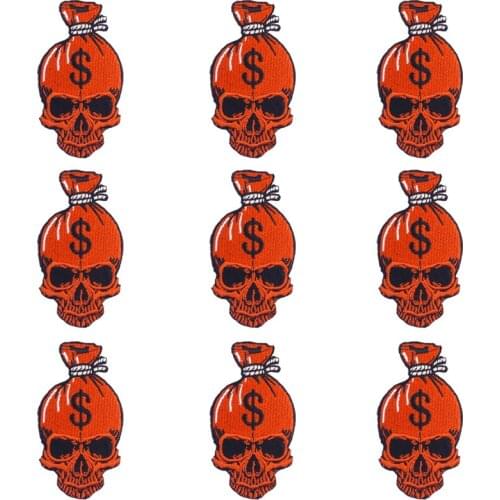 10Pcs/Set Punk Skull Patches For Clothing Iron On Embroidery Patches For Clothes Appliques For DIY T-shirt Jacket Badges Stripe