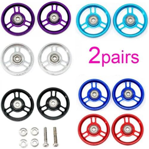 2 Pairs 19mm Aluminum Rollers Ball-Race Guide Rollers Ringless 15464 for RC Tamiya Mini 4WD Racing Car Model