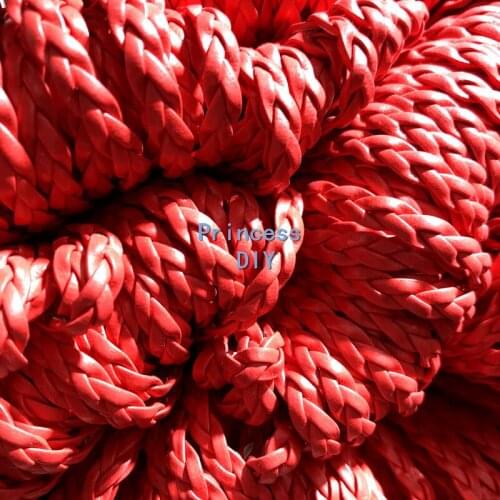 20M/Lot Jewelry Making Finding 5mm Red Flat Braided Cord PU Leather Rope Strip DIY Bracelet Choker Key Chain Hand Craft Material