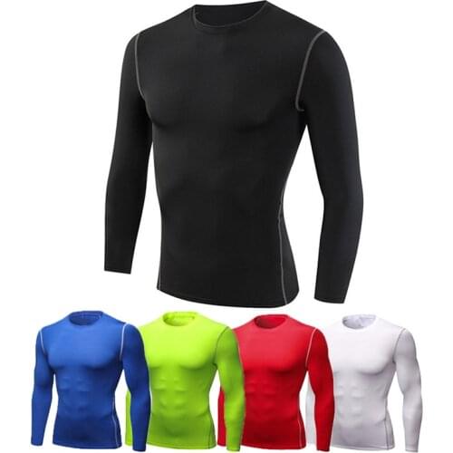 2020 Men Running T Shirt Fitness Tight Long Sleeve Sport tshirt Training Jogging Shirts Gym Sportswear Quick Dry sport tshirt