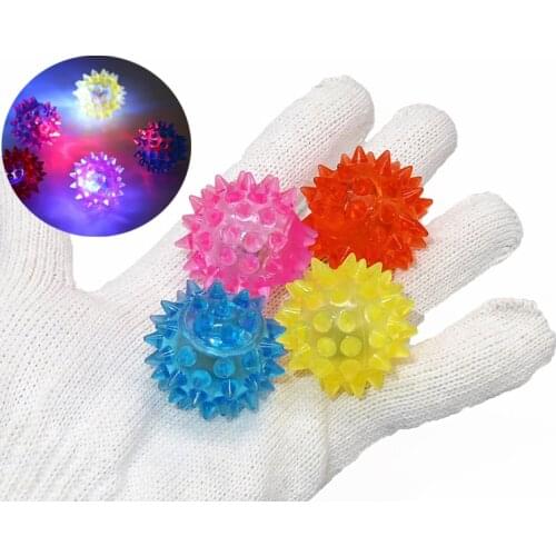 4 Pack Mini Size Dog Toy Flashing Bounce Spiky Ball,Pet Spike Ball with LED. Light up Glow Ball for Cat & Small Dog & Puppy