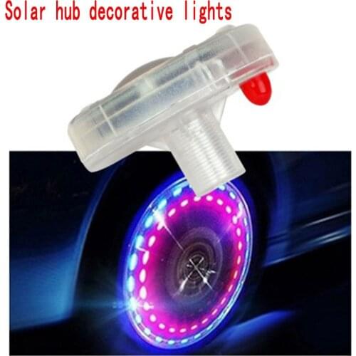 Car tire motor lamp solar energy led valve nozzles hub decorative lights flashing lights colorful hot wheels