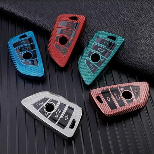 Carbon Fiber TPU Car Key Case Cover for BMW 1 Series 3 Series 5 Series 7 Series X1 X3 X5 X2 Keychain Protection Case Accessories