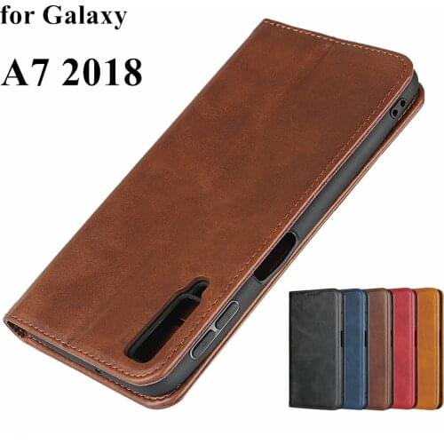Leather case For Samsung Galaxy A7 2018 A750F Flip case card holder Holster Magnetic attraction Cover Case Wallet Case