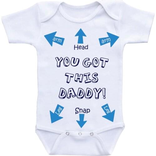 DERMSPE 0-24M Infant Newborn Baby Boy Girl Short Sleeve Letter Print Dad You Got This Black Cotton Romper Outfits Summer Baby
