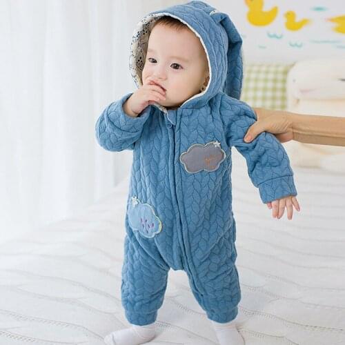 Baby Rompers Winter Thick Climbing Clothes Newborn Boys Girls Warm Romper Knitted Sweater Christmas Hooded Outwear Overalls