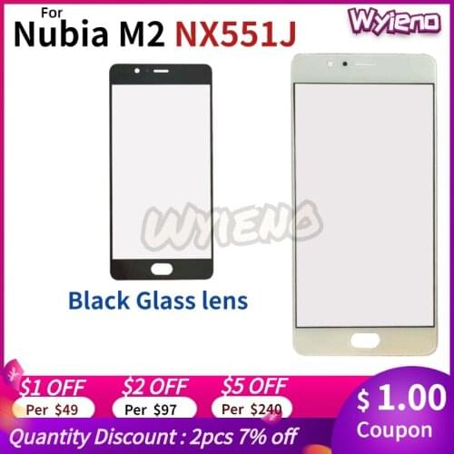 Wyieno Black White Digitizer LCD Display Outer Front Glass Lens For ZTE Nubia M2 NX551J Touch Screen Sensor Glass Panel
