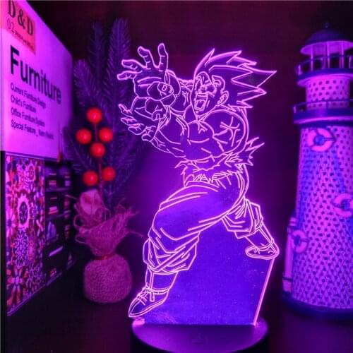 Dragon Ball Z 3D Son Goku Kamehameha Anime Lamp Night Light Table Desk Led DBZ Novelty Lamp Decor Bedroom Gift Lampara Colorful