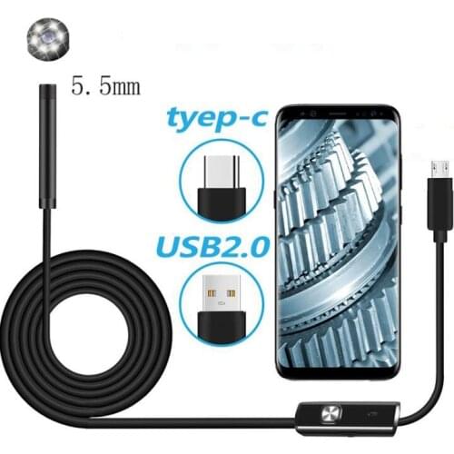 5.5MM Android Endoscope 3-in-1 USB / Micro / Type-C Hard Cable Endoscopy Camera Waterproof for Smartphones with OTG and UVC PC