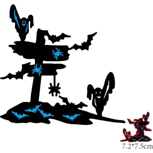 Halloween Tree 2021 Metal Cutting Dies Stencils Metal Ghost Sign Post Scrapbooking Die Cuts For Paper Crafting