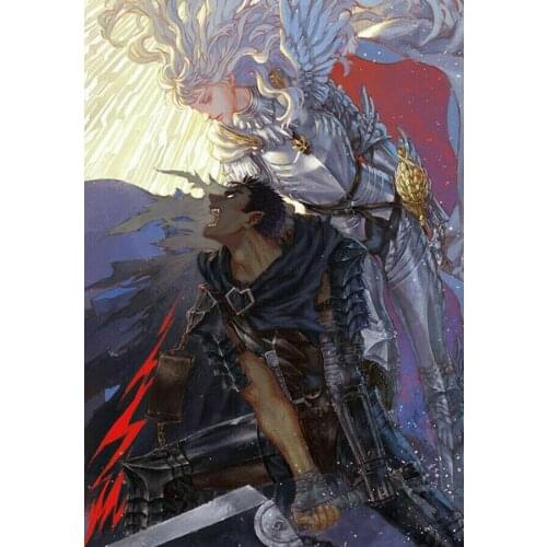 Berserk Kentaro Miura Anime Classic Fight Silk Fabric Wall Poster Art Decor Sticker Bright
