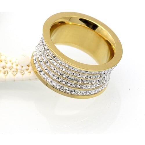 High Quality Titanium Steel Inside The Arc 5 rows of A + Zircon Rings For Men and Women Couples Love Jewelry Wedding Ring