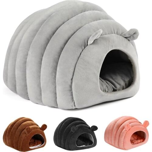 Pet Cat Bed Nest Warm Soft Velvet House for Dog Puppy Kitten Sleeping Mat Pad Tent Cave Caterpillar Shaped Pet Washable Home