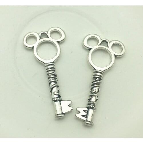 LJJAGLL 6pcs Silver 22*46mm Cute Mouse Pattern Keys Charms Metal Animal Key Rings Pendants DIY Jewelry Make AYS013