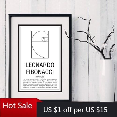 Math Print Maths Education Poster Mathematician Fibonacci Modern Wall Art Canvas Painting Picture Gift Home Wall Decor Room Deco