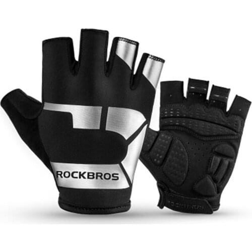 ROCKBROS Mens Cycling Half Finger Gloves Shockproof Breathable MTB Bike Bicycle Glove Sports Mitten Unisex Cycling Equipment