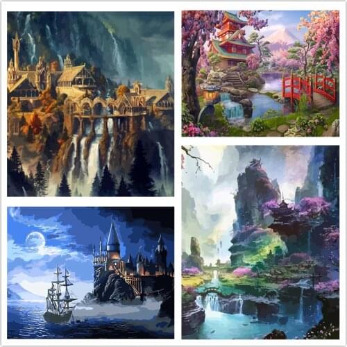 Paint By Number Waterfall Landscape Oil Painting Art Gift DIY Pictures By Number Mountain Kits Home Decors